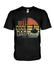 Mens Reel Cool Dad Fisherman Daddy Father's Day V-Neck T-Shirt tile