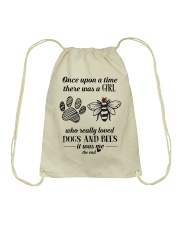 Once Upon A Time A Girl Loved Dogs And Bees Drawstring Bag tile