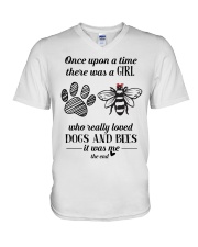 Once Upon A Time A Girl Loved Dogs And Bees V-Neck T-Shirt tile