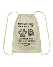 Once Upon A Time A Girl Loved Cats And Sloths Drawstring Bag tile