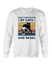 Easily Distracted By Cats And Skull Crewneck Sweatshirt tile