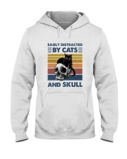 Easily Distracted By Cats And Skull Hooded Sweatshirt front