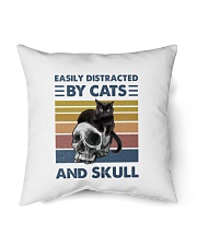 Easily Distracted By Cats And Skull Indoor Pillow tile