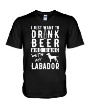 I Just Want To Drink Beer And Hang With My Labador V-Neck T-Shirt tile