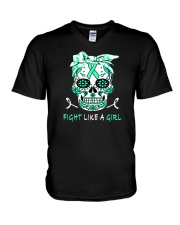 Ovarian cervical cancer fight like a girl leggings V-Neck T-Shirt tile