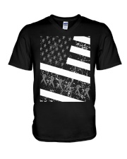 Brain cancer cure for gray ribbon cancer warrior V-Neck T-Shirt tile