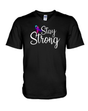 Thyroid cancer leggings stay strong warriors gifts V-Neck T-Shirt tile