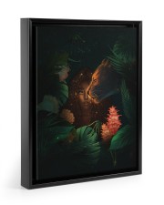 Black Girl And Florals Floating Framed Canvas Prints Black tile
