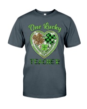 St Patricks Teacher Shirt Buffalo Plaid Shamrock Classic T-Shirt tile