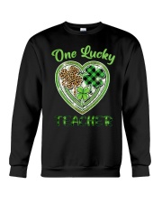 St Patricks Teacher Shirt Buffalo Plaid Shamrock Crewneck Sweatshirt tile