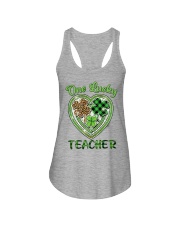 St Patricks Teacher Shirt Buffalo Plaid Shamrock Ladies Flowy Tank tile