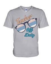 Teacher Off Duty Sunglasses Beach Sunset V-Neck T-Shirt tile