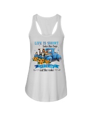 Life Is Short - Take The Trip - Buy The Cow - Eat The Cake Ladies Flowy Tank tile