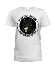 I Like Cats And Gin And Maybe 3 People Ladies T-Shirt front