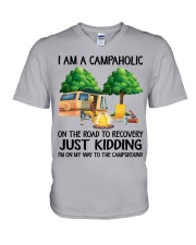 I Am A Campaholic On The Road To Recovery V-Neck T-Shirt tile