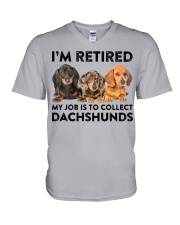 I'm Retired - My Job Is To Collect Dachshunds V-Neck T-Shirt tile