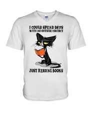 I Could Spend Days With No Outside Contact Just Reading Books V-Neck T-Shirt tile