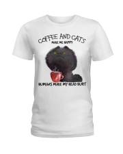 Coffee And Cats Make Me Happy Ladies T-Shirt front