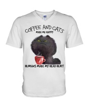 Coffee And Cats Make Me Happy V-Neck T-Shirt tile