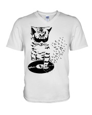 Cat Music V-Neck T-Shirt tile
