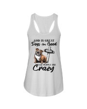 God Is Great Dogs Are Good And People Are Crazy Ladies Flowy Tank tile