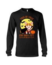 Trick Or Treat Stay Back 6 Feet Give Me Something Safe To Eat Long Sleeve Tee tile