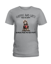 Coffee And Cats Make Me Happy Ladies T-Shirt front