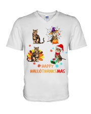 Happy Hallothanksmas V-Neck T-Shirt tile