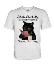 Let Me Check My Giveashitometer Nope Nothing V-Neck T-Shirt tile