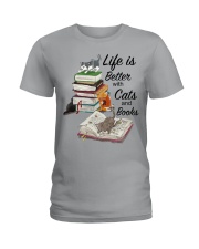 Life Is Better With Cats And Books Ladies T-Shirt front