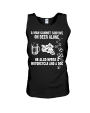 A Man Cannot Survive On Beer Alone He Also Needs A Motorcycle And A Dog Unisex Tank tile