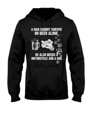 A Man Cannot Survive On Beer Alone He Also Needs A Motorcycle And A Dog Hooded Sweatshirt tile