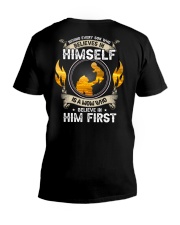 Behind every son who believe in himself V-Neck T-Shirt tile