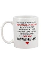 We're Not Biologically Related Happy Father's Day Mug back