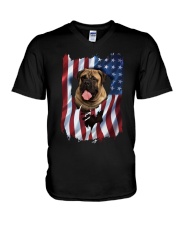 American Flag Bullmastiff V-Neck T-Shirt thumbnail