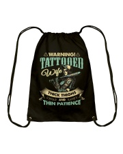 Tattooed Wife With Thick Thighs And Thin Patience Drawstring Bag thumbnail