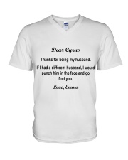 Personalized Thanks 4Being My Husband To Husband V-Neck T-Shirt tile