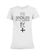 Blessed By God Spoiled By My Husband Premium Fit Ladies Tee tile