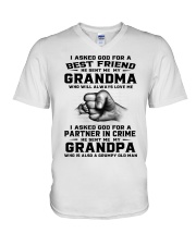 I Asked God For A Best Friend- Grandpa To Grandson V-Neck T-Shirt tile