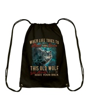 Old Wolf Will Always Have Your Back Drawstring Bag thumbnail