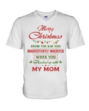 Merry Christmas From The Kid To Step-Dad V-Neck T-Shirt thumbnail