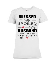 Blessed By God Spoiled By My Husband Protector Premium Fit Ladies Tee tile