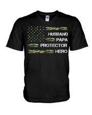 Husband Papa Protector Hero V-Neck T-Shirt tile