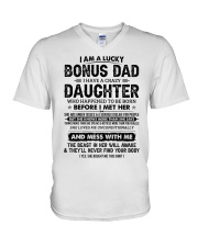 I Am A Lucky Bonus Dad Have A Crazy Daughter V-Neck T-Shirt thumbnail