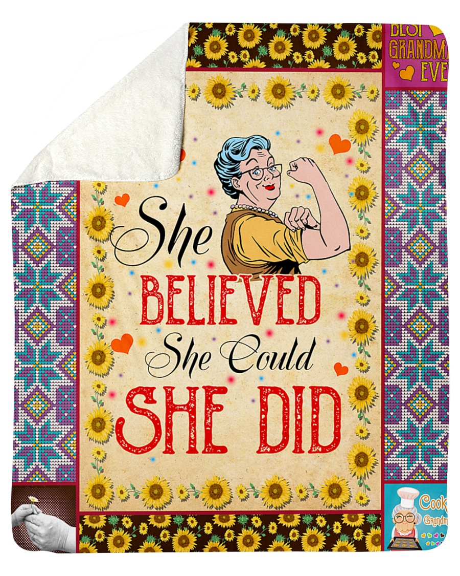 She Believed She Could She Did Sherpa Fleece Blanket - 50" x 60"