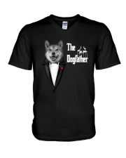 The DogFather Akita V-Neck T-Shirt thumbnail