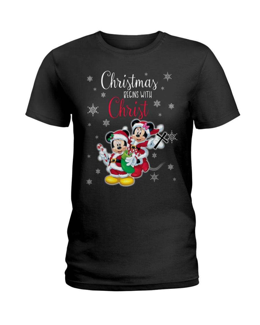 Christmas Begins With Christ Mickey Ladies T-Shirt