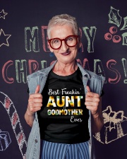 Best Freakin Aunt And Godmother Ever Sunflower Ladies T-Shirt lifestyle-holiday-crewneck-front-3