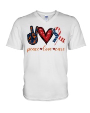 Peace Love Cure V-Neck T-Shirt tile