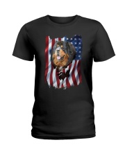 American Flag Tibetan mastiff Ladies T-Shirt thumbnail
